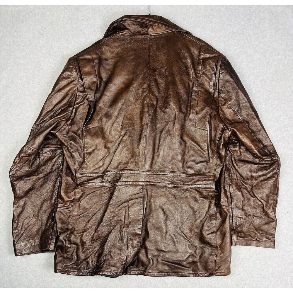 Vintage Symax Mens 46 Brown Leather Jacket 1970s Western Canadian Made - Picture 3 of 11
